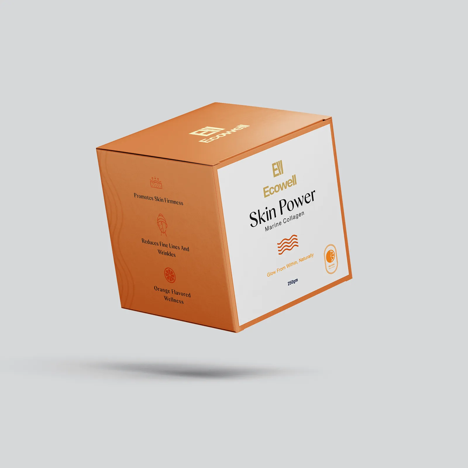 Skin Power Orange Box 3D Mockup 2